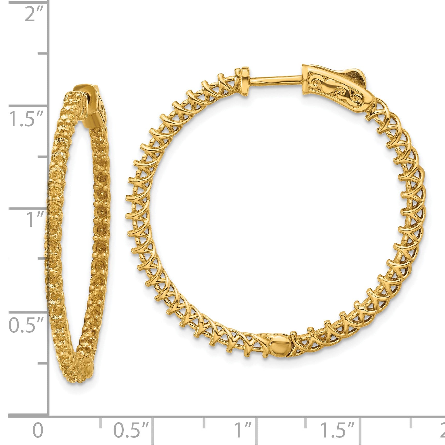 14k (Holds 98-1.6mm Round) In/Out Hoop w/Safety Clasp Earring Mountings