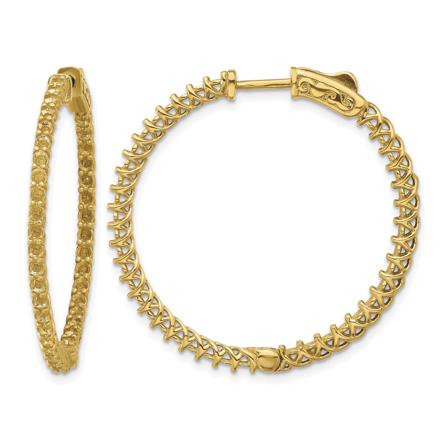 14k (Holds 98-1.6mm Round) In/Out Hoop w/Safety Clasp Earring Mountings