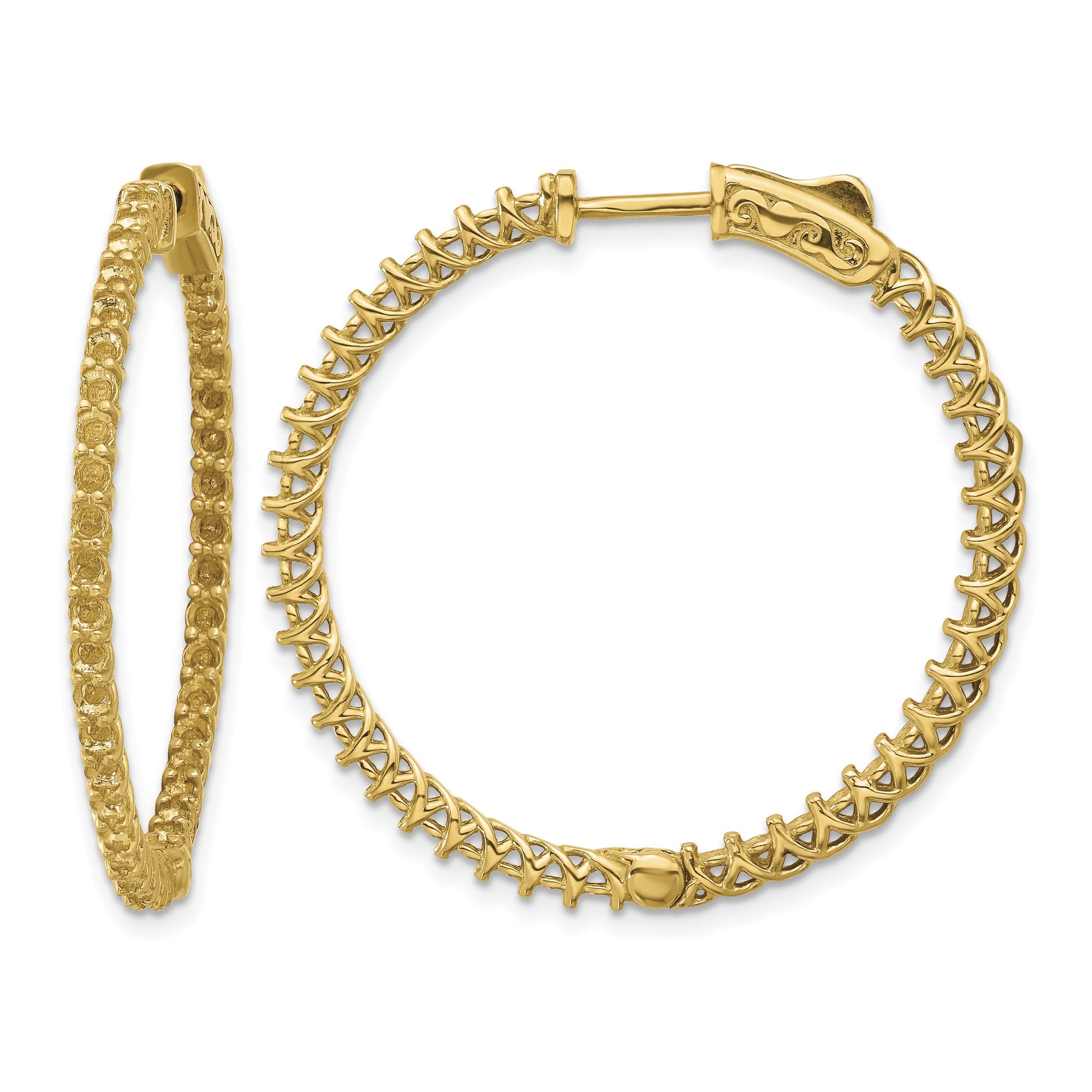 14k (Holds 98-1.6mm Round) In/Out Hoop w/Safety Clasp Earring Mountings