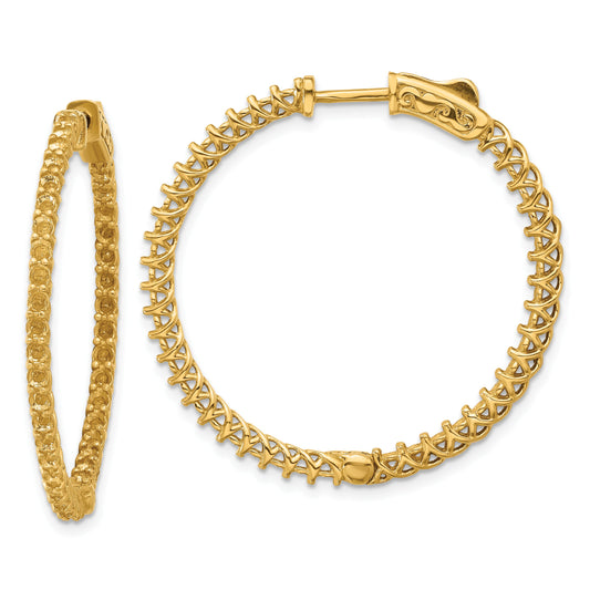 14k (Holds 98-1.6mm Round) In/Out Hoop w/Safety Clasp Earring Mountings