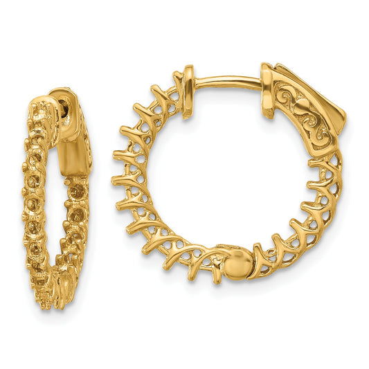 14k (Holds 36-1.9mm Round) In/Out Hoop w/Safety Clasp Earring Mountings