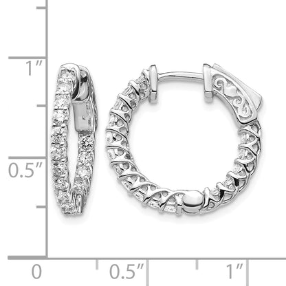 14k White Gold (Holds 36-1.9mm Round) In/Out Hoop w/Safety Clasp Earring Mountings