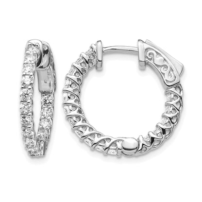 14k White Gold (Holds 36-1.9mm Round) In/Out Hoop w/Safety Clasp Earring Mountings