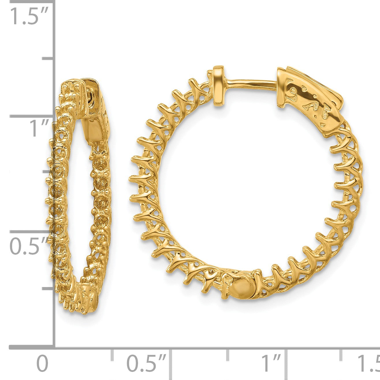 14k (Holds 54-1.9mm Round) In/Out Hoop w/Safety Clasp Earring Mountings