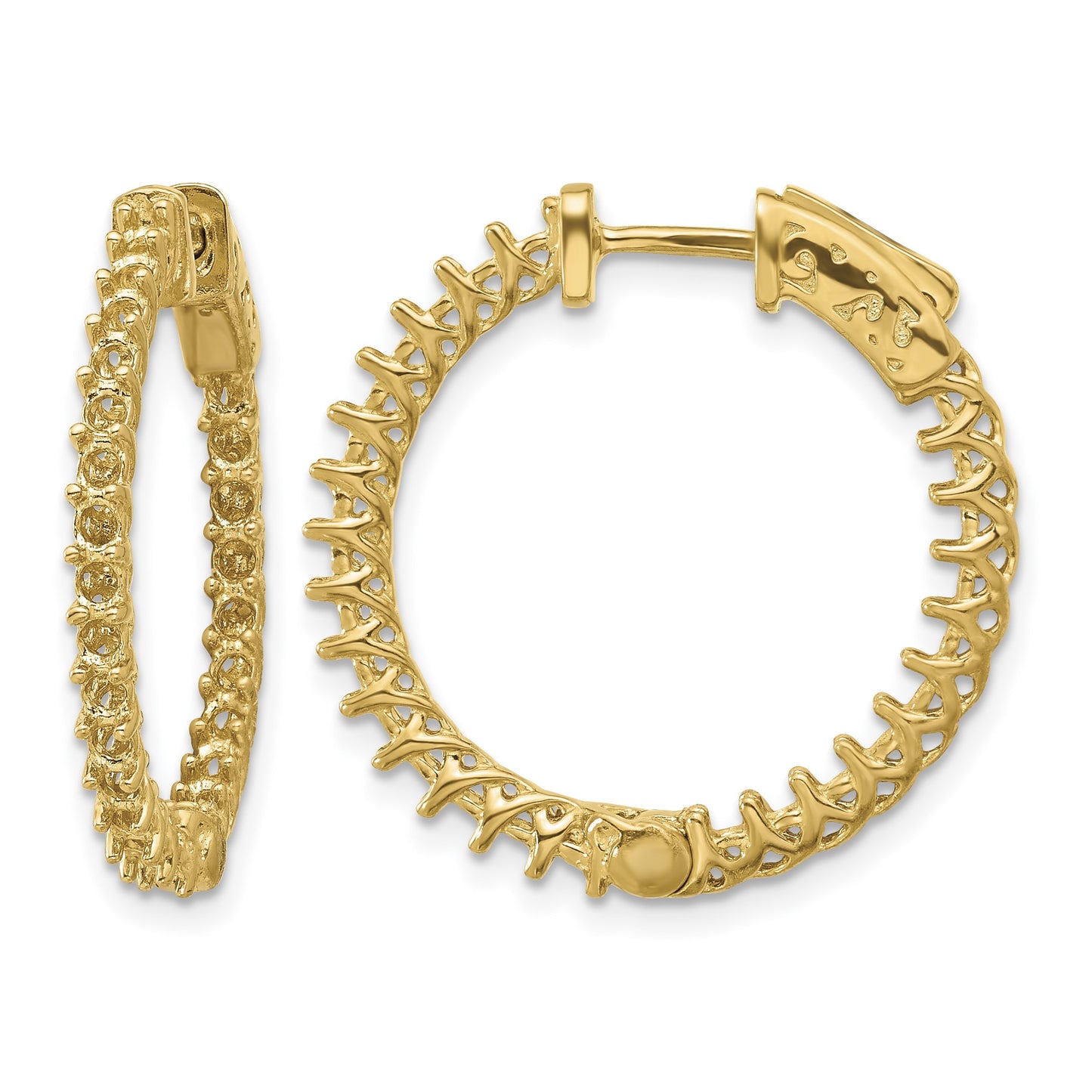 14k (Holds 54-1.9mm Round) In/Out Hoop w/Safety Clasp Earring Mountings