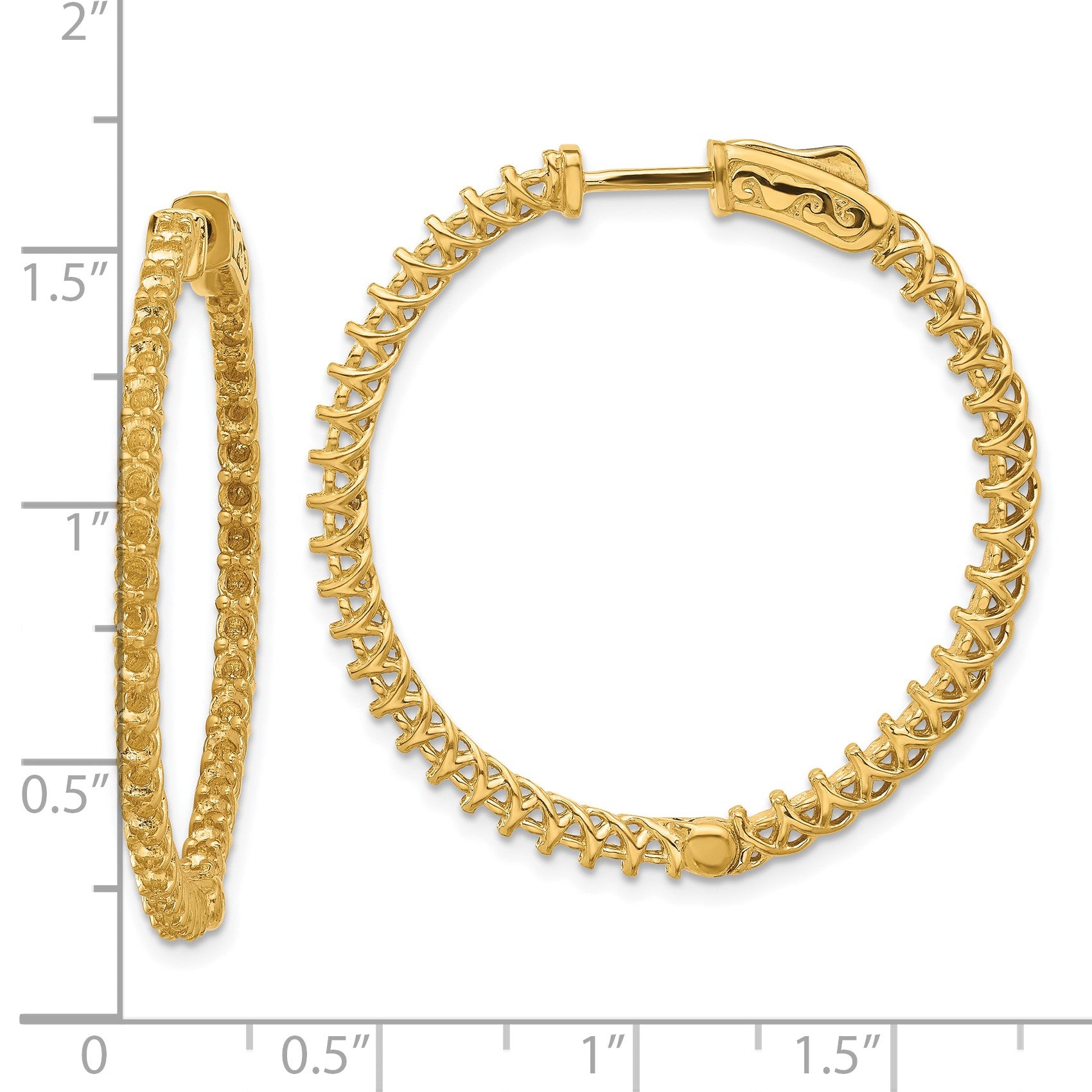 14k (Holds 84-1.9mm Round) In/Out Hoop w/Safety Clasp Earring Mountings