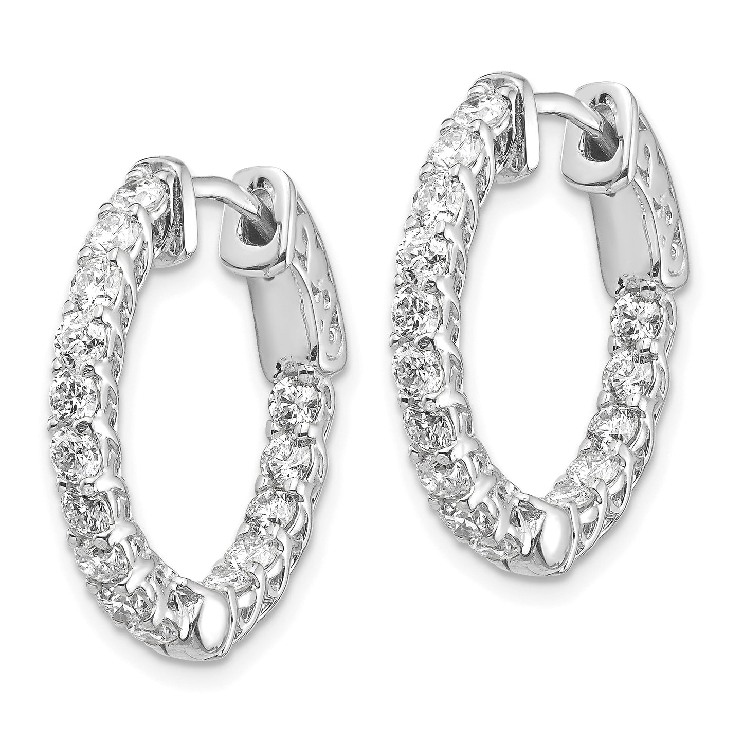 14k White Gold (Holds 30-2.3mm Round) In/Out Hoop w/Safety Clasp Earring Mountings
