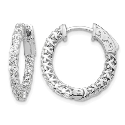 14k White Gold (Holds 30-2.3mm Round) In/Out Hoop w/Safety Clasp Earring Mountings
