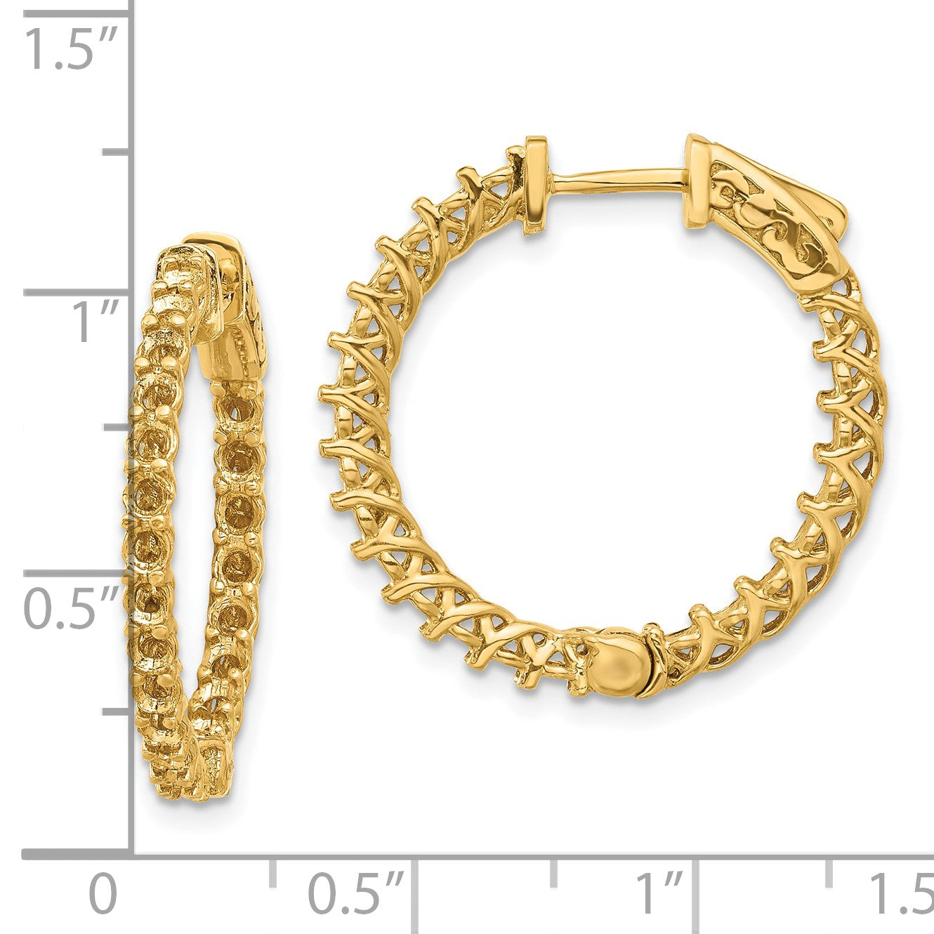 14k (Holds 48-2.3mm Round) In/Out Hoop w/Safety Clasp Earring Mountings