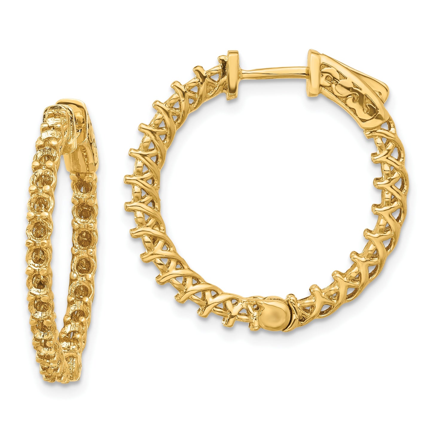 14k (Holds 48-2.3mm Round) In/Out Hoop w/Safety Clasp Earring Mountings