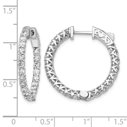 14k White Gold (Holds 48-2.3mm Round) In/Out Hoop w/Safety Clasp Earring Mountings
