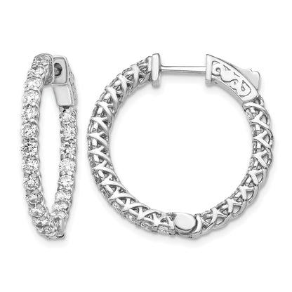 14k White Gold (Holds 48-2.3mm Round) In/Out Hoop w/Safety Clasp Earring Mountings