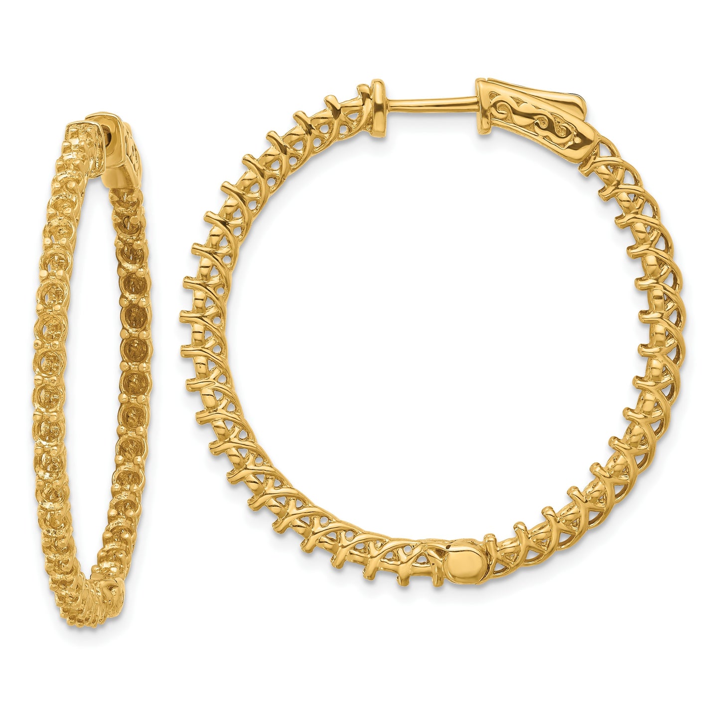 14k (Holds 74-2.3mm Round) In/Out Hoop w/Safety Clasp Earring Mountings