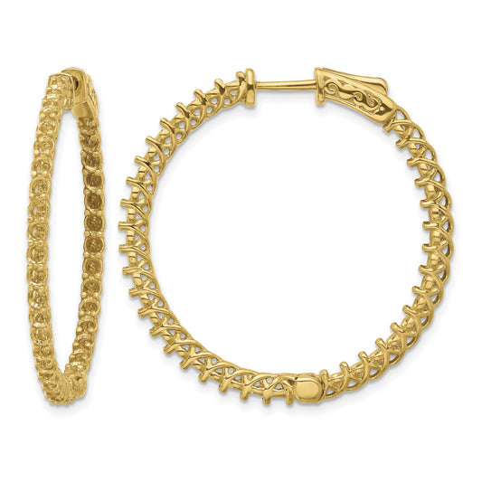 14k (Holds 74-2.3mm Round) In/Out Hoop w/Safety Clasp Earring Mountings