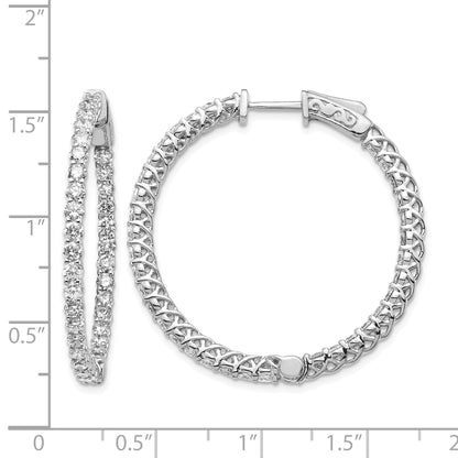 14k White Gold (Holds 74-2.3mm Round) In/Out Hoop w/Safety Clasp Earring Mountings