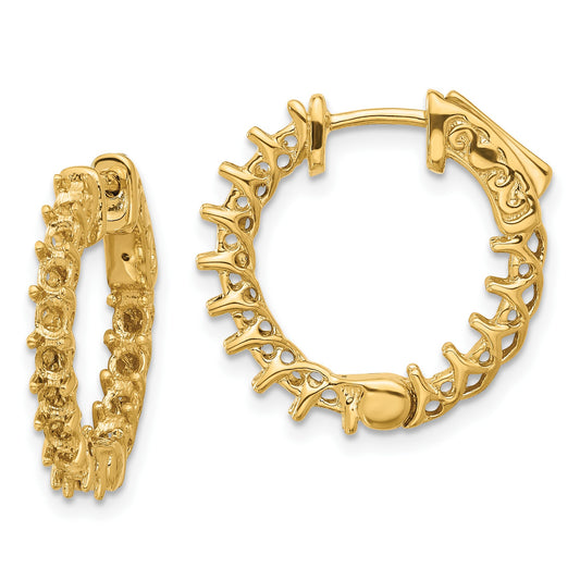 14k (Holds 30-2.6mm Round) In/Out Hoop w/Safety Clasp Earring Mountings