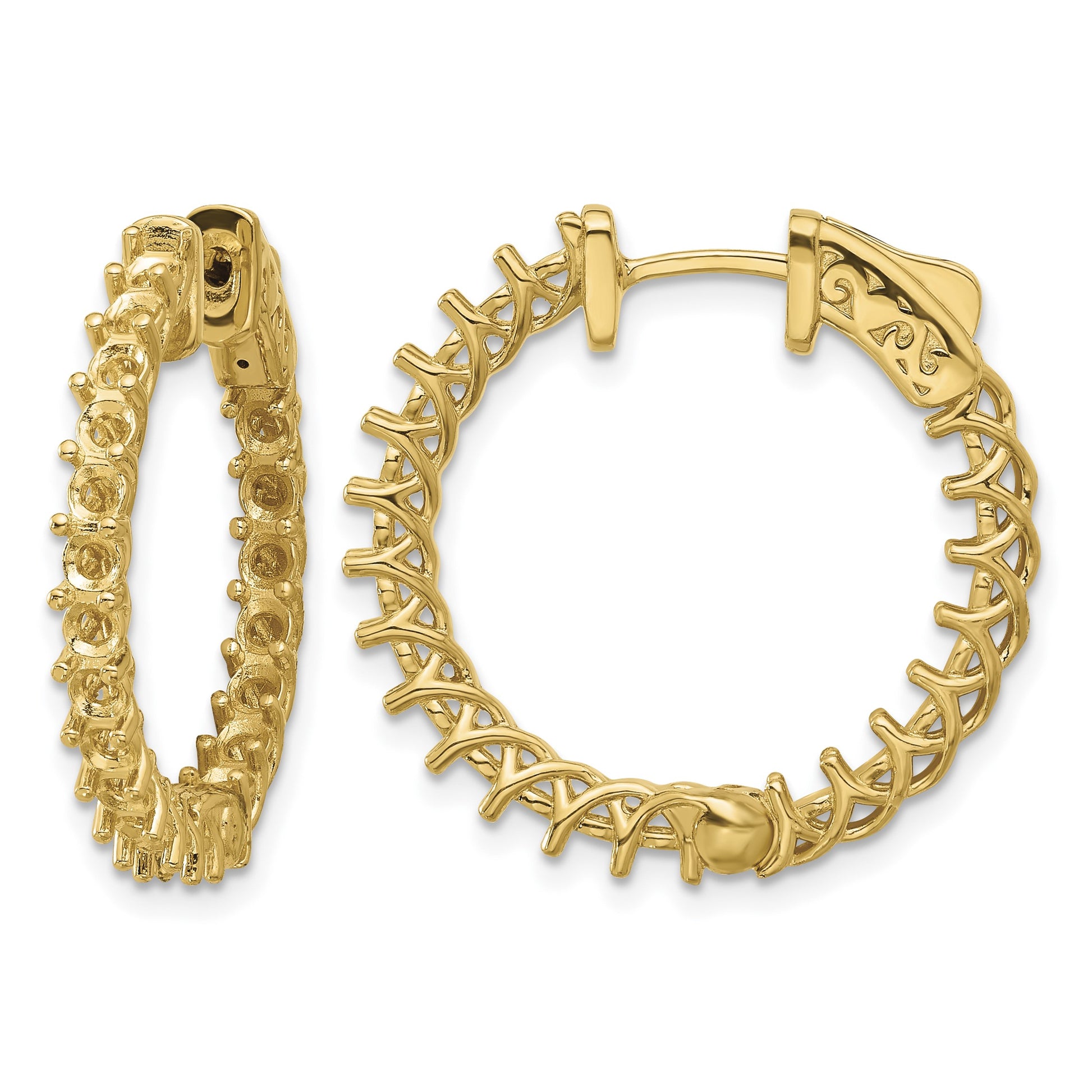 14k (Holds 44-2.6mm Round) In/Out Hoop w/Safety Clasp Earring Mountings