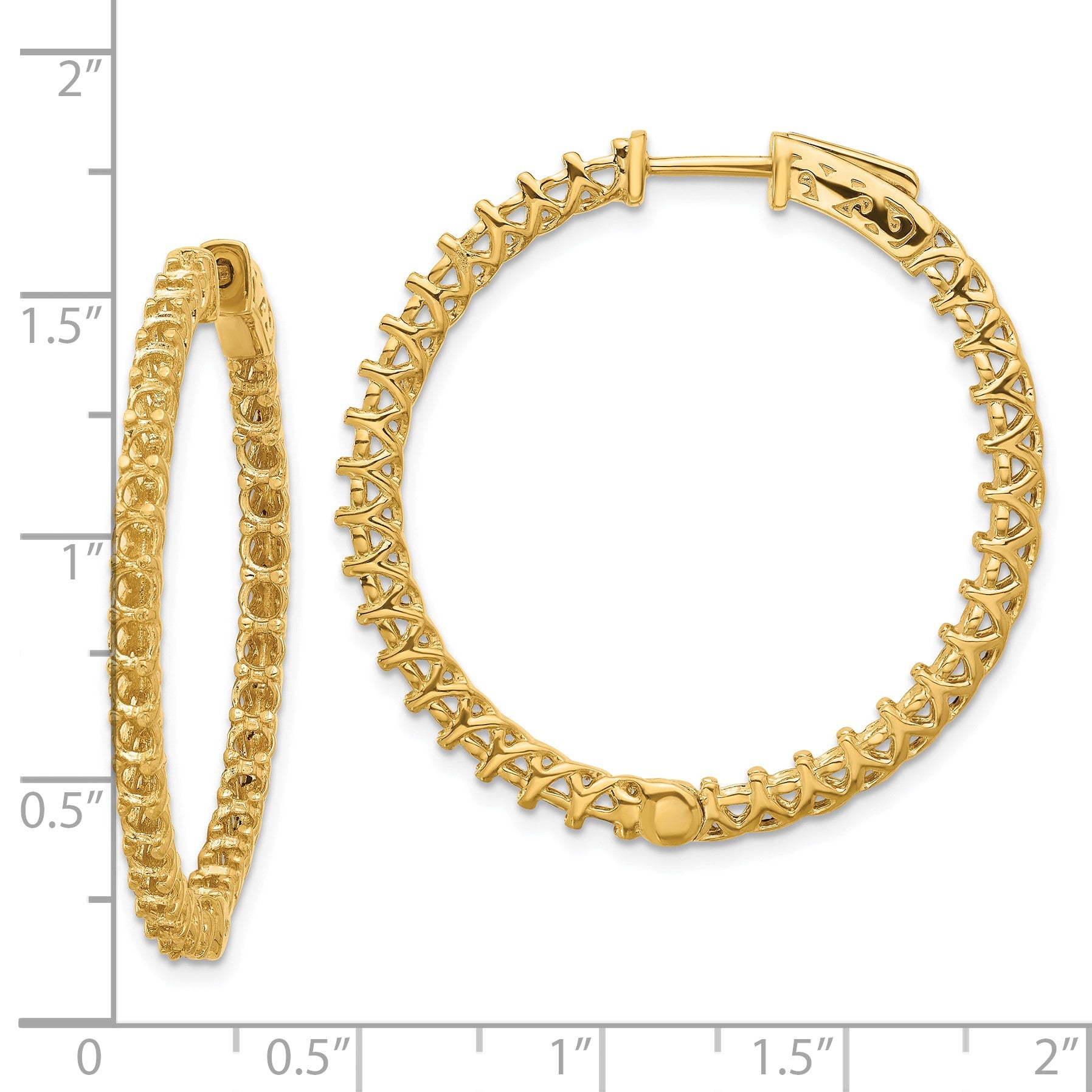 14k (Holds 70-2.6mm Round) In/Out Hoop w/Safety Clasp Earring Mountings