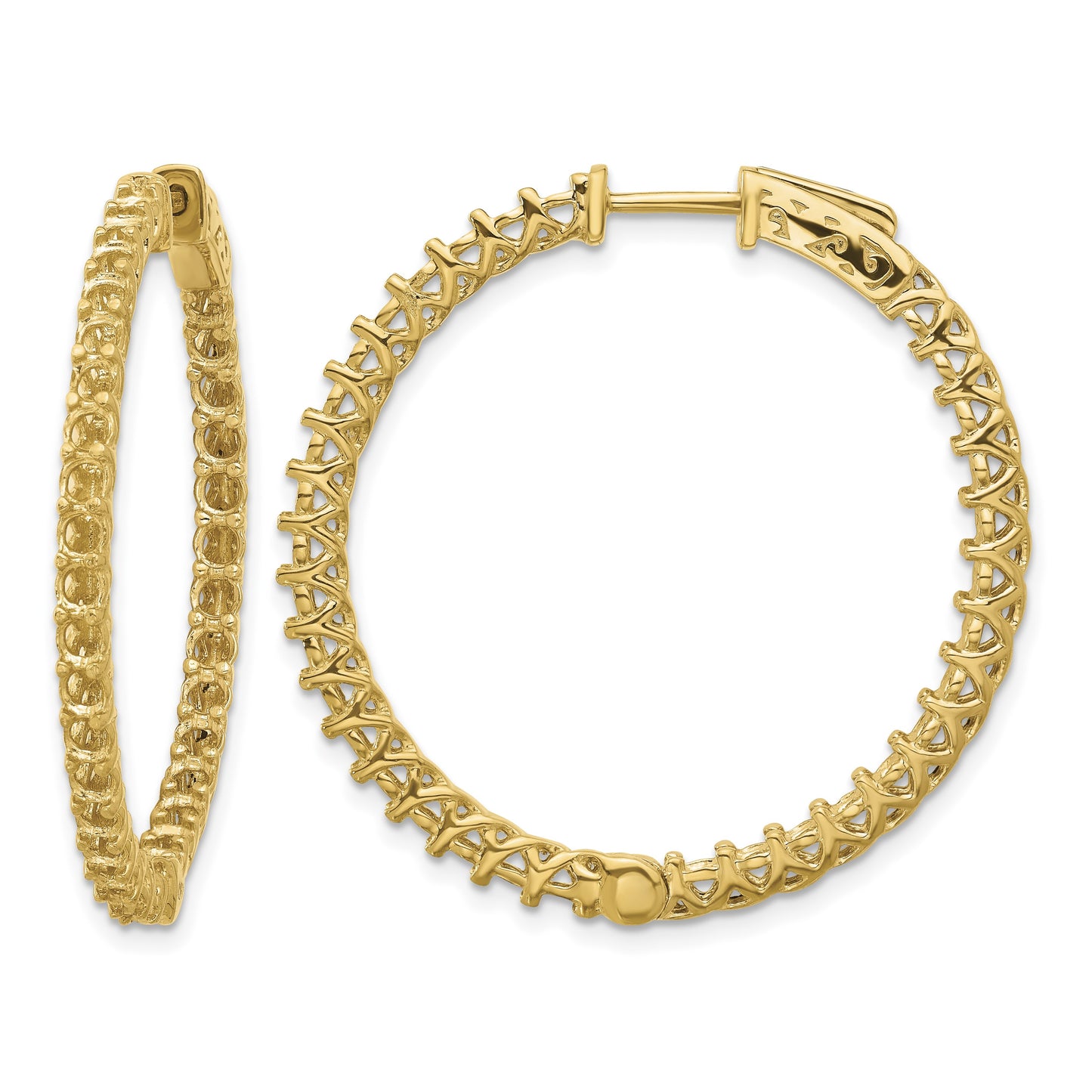 14k (Holds 70-2.6mm Round) In/Out Hoop w/Safety Clasp Earring Mountings