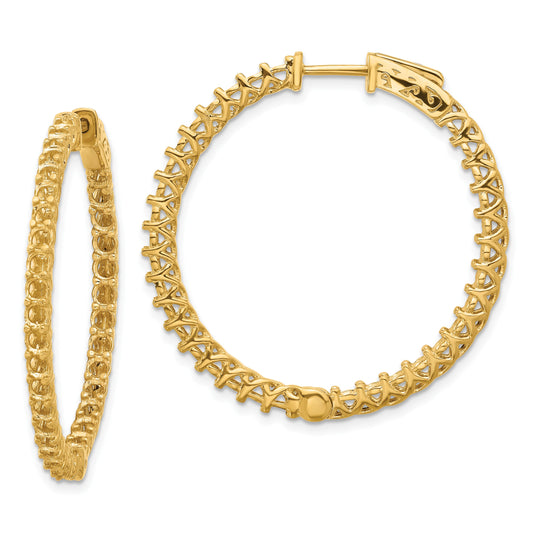 14k (Holds 70-2.6mm Round) In/Out Hoop w/Safety Clasp Earring Mountings