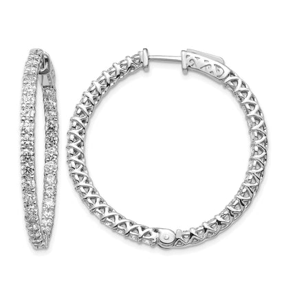 14k White Gold (Holds 70-2.6mm Round) In/Out Hoop w/Safety Clasp Earring Mountings