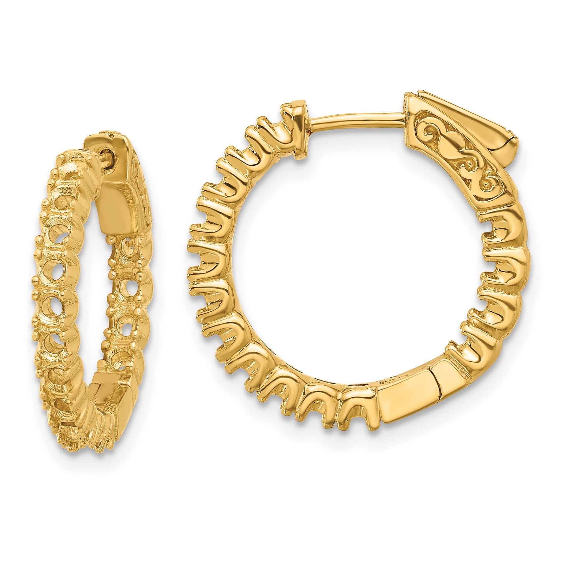 14k (Holds 30-2.3mm Round) In/Out Hoop w/Safety Clasp Earring Mountings