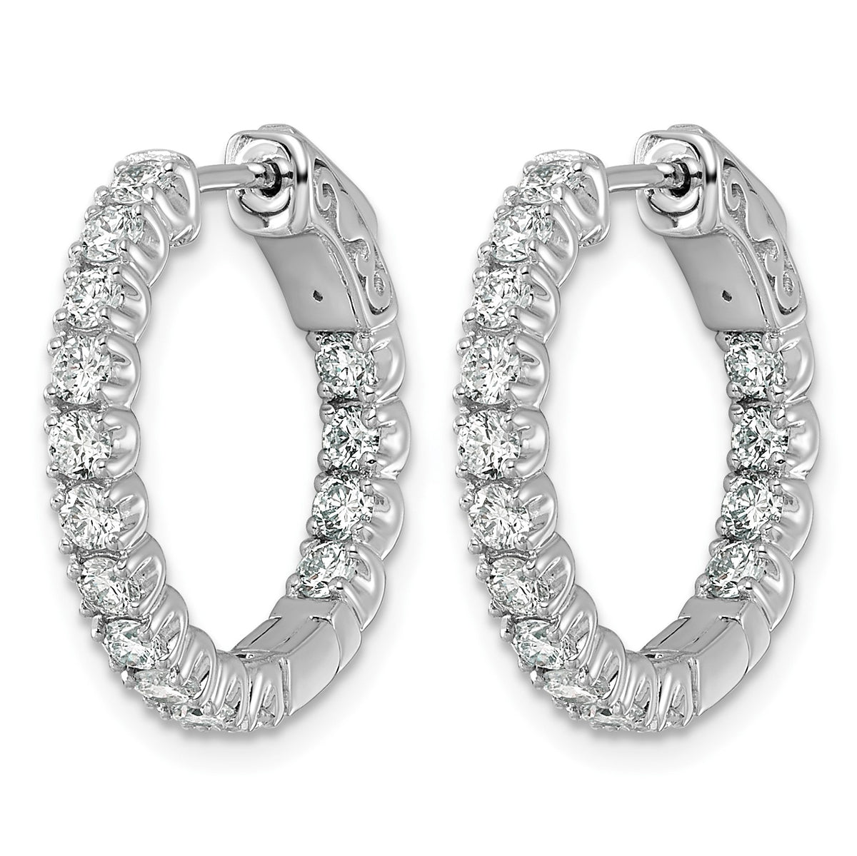 14k White Gold (Holds 30-2.3mm Round) In/Out Hoop w/Safety Clasp Earring Mountings
