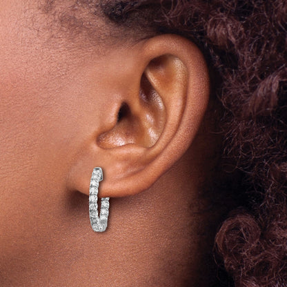 14k White Gold (Holds 30-2.3mm Round) In/Out Hoop w/Safety Clasp Earring Mountings