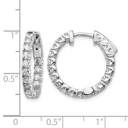 14k White Gold (Holds 30-2.3mm Round) In/Out Hoop w/Safety Clasp Earring Mountings