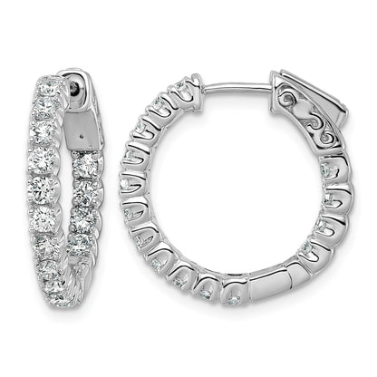14k White Gold (Holds 30-2.3mm Round) In/Out Hoop w/Safety Clasp Earring Mountings