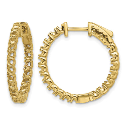 14k (Holds 40-2.3mm Round) In/Out Hoop w/Safety Clasp Earring Mountings