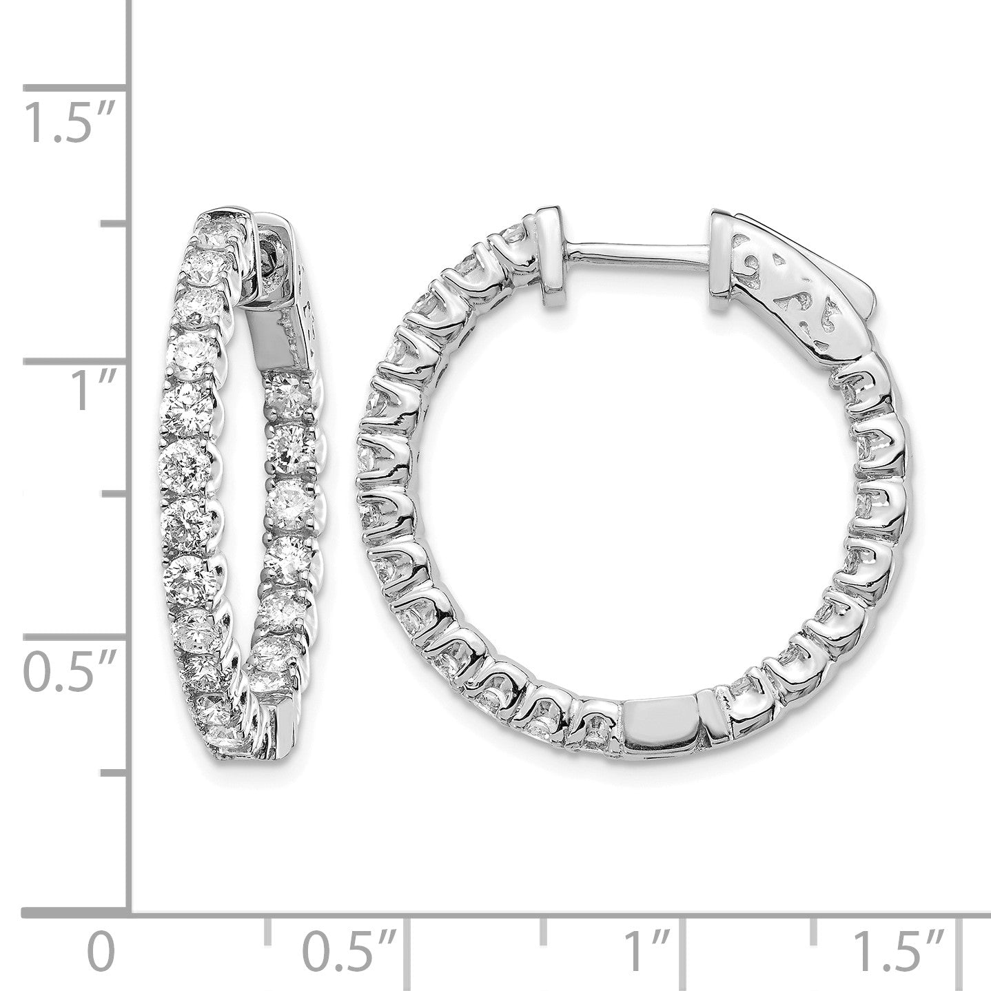 14k White Gold (Holds 40-2.3mm Round) In/Out Hoop w/Safety Clasp Earring Mountings