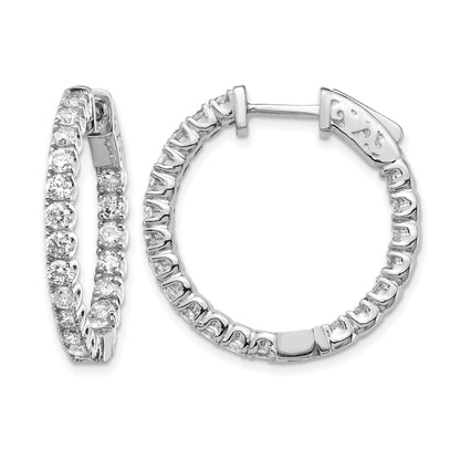 14k White Gold (Holds 40-2.3mm Round) In/Out Hoop w/Safety Clasp Earring Mountings