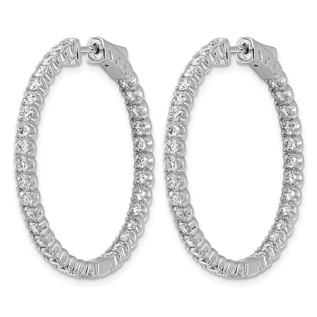 14k White Gold (Holds 66-2.3mm Round) In/Out Hoop w/Safety Clasp Earring Mountings