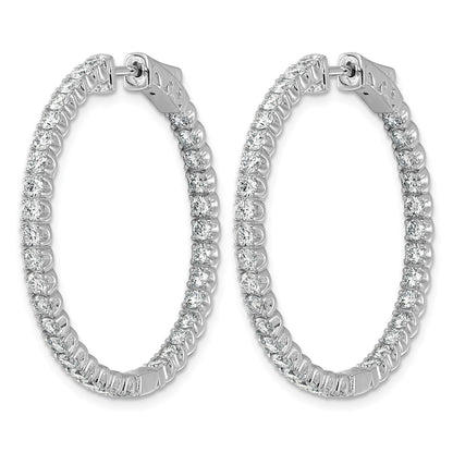 14k White Gold (Holds 66-2.3mm Round) In/Out Hoop w/Safety Clasp Earring Mountings