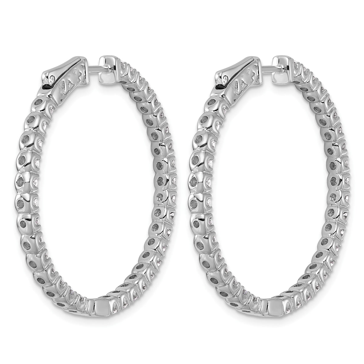 14k White Gold (Holds 66-2.3mm Round) In/Out Hoop w/Safety Clasp Earring Mountings