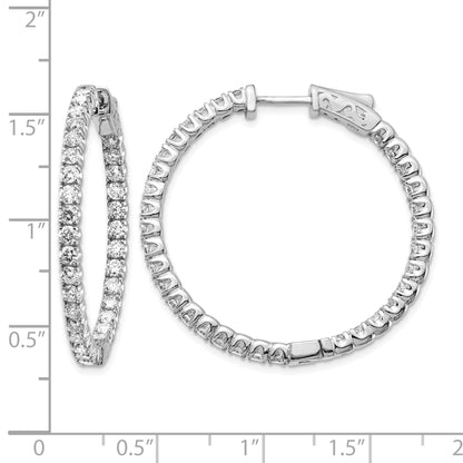 14k White Gold (Holds 66-2.3mm Round) In/Out Hoop w/Safety Clasp Earring Mountings