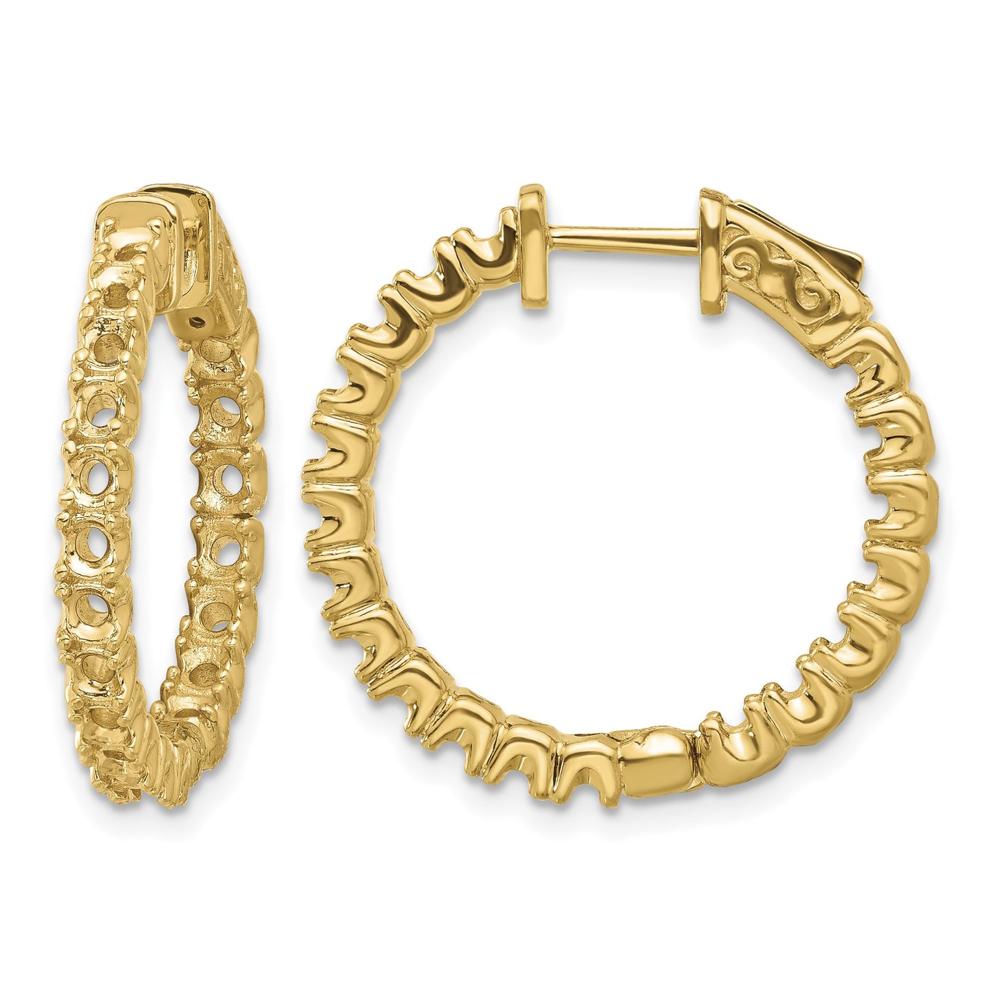 14k (Holds 38-2.6mm Round) In/Out Hoop w/Safety Clasp Earring Mountings