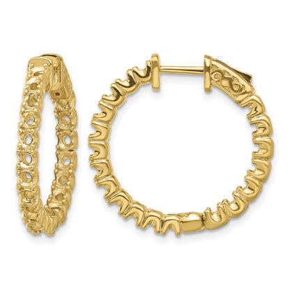 14k (Holds 38-2.6mm Round) In/Out Hoop w/Safety Clasp Earring Mountings