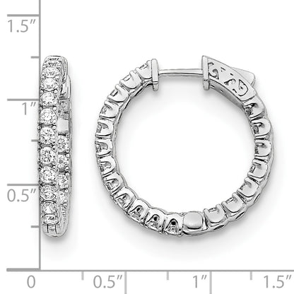 14k White Gold (Holds 38-2.6mm Round) In/Out Hoop w/Safety Clasp Earring Mountings