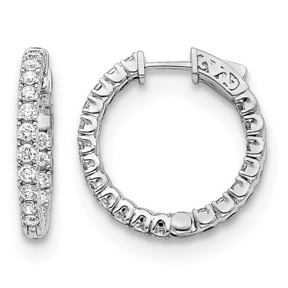 14k White Gold (Holds 38-2.6mm Round) In/Out Hoop w/Safety Clasp Earring Mountings