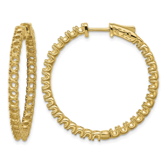 14k (Holds 62-2.6mm Round) In/Out Hoop w/Safety Clasp Earring Mountings