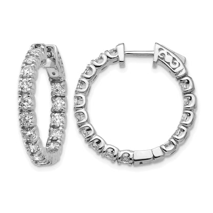 14k White Gold (Holds 30-2.9mm Round) In/Out Hoop w/Safety Clasp Earring Mountings