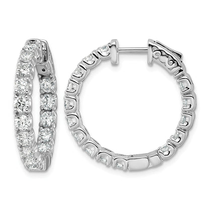 14k White Gold (Holds 30-2.9mm Round) In/Out Hoop w/Safety Clasp Earring Mountings