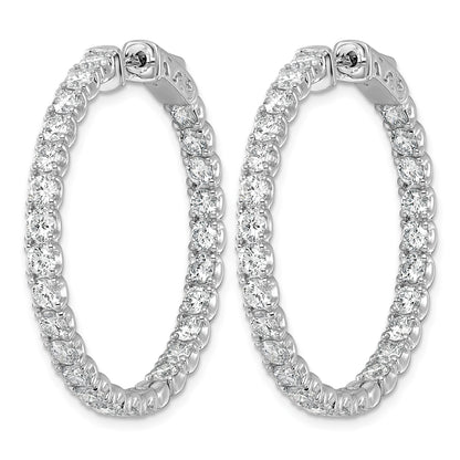 14k White Gold 4.8 carat AA Diamond Round In/Out Hoop w/Safety Clasp Earrings