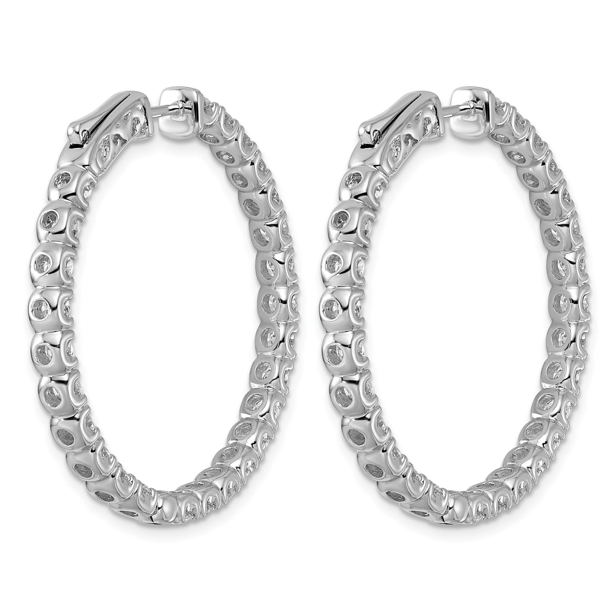 14k White Gold 4.8 carat AA Diamond Round In/Out Hoop w/Safety Clasp Earrings