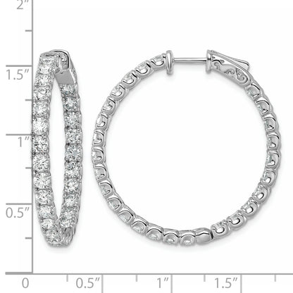 14k White Gold (Holds 52-2.9mm Round) In/Out Hoop with Safety Clasp Earring Mountings