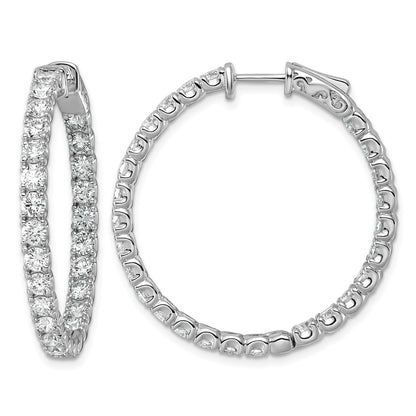 14k White Gold (Holds 52-2.9mm Round) In/Out Hoop with Safety Clasp Earring Mountings