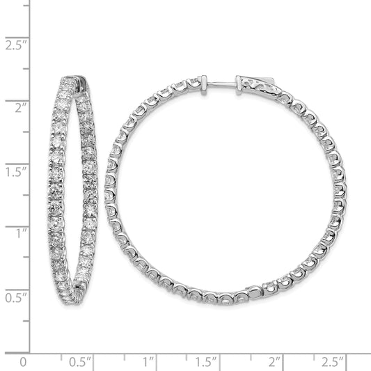 14k White Gold (Holds 78-2.9mm Round) In/Out Hoop w/Safety Clasp Earring Mountings