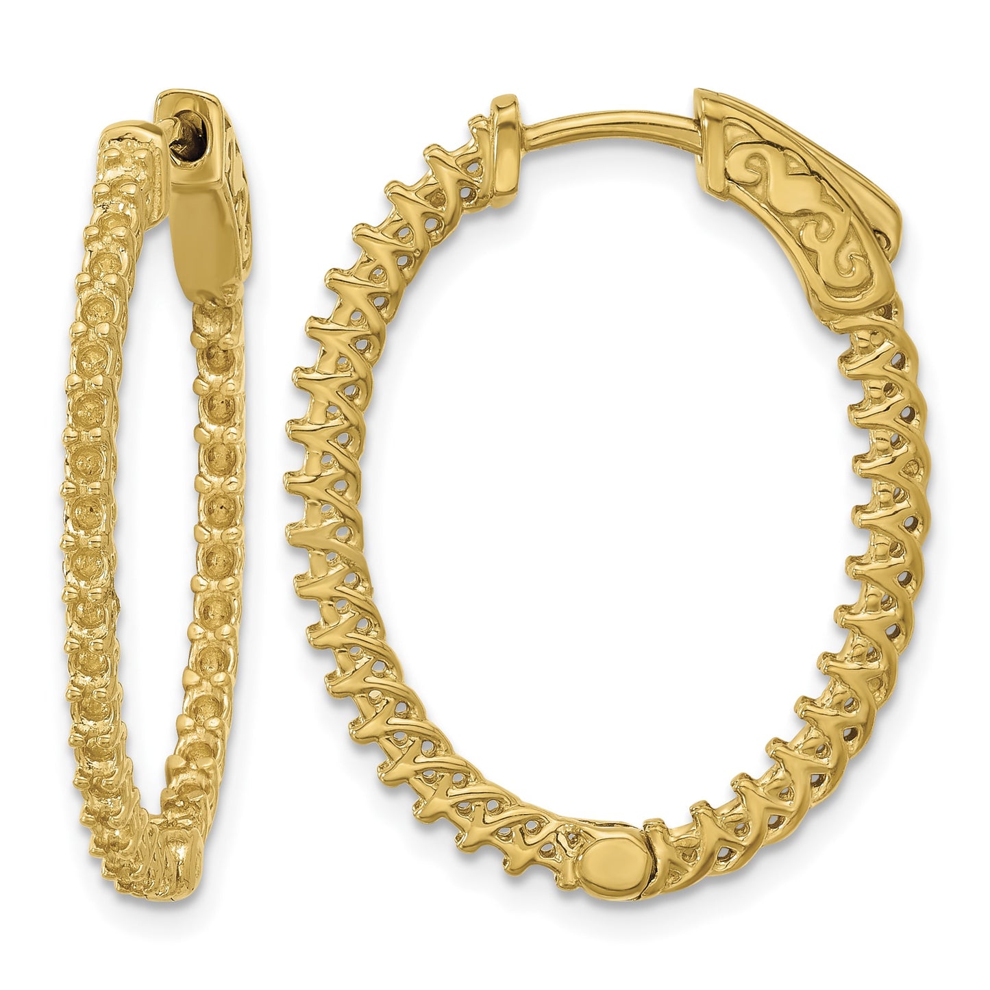 14k (Holds 60-1.7mm Round) Oval In/Out Hoop w/Safety Clasp Earring Mountings